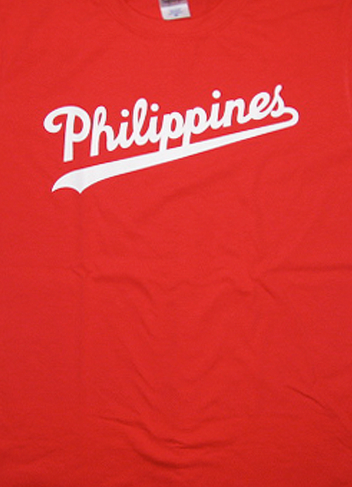 Philippines Script Mens Tee Shirt by AiReal in Red - Click Image to Close